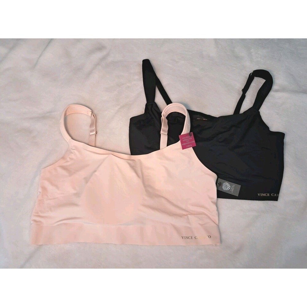 VINCE CAMUTO Full Figure Lounge Bra Removable Pads Pink Black $68 Size 2X NWT